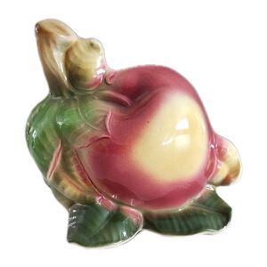 Vintage Royal Copley Apple Wall Pocket Planter Farmhouse CottageCore Fruit Motif